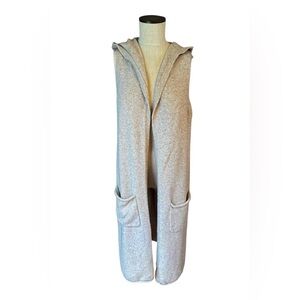 London Kaye Longline Minimalist Hooded Sweater Vest Size S Front Pockets